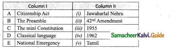 Samacheer Kalvi 10th Social Science Guide Civics Chapter 1 Indian Constitution 1