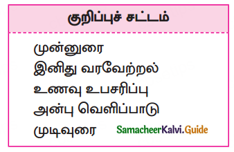 Samacheer Kalvi 10th Tamil Guide Chapter 3.1 விருந்து போற்றுதும்! - 1