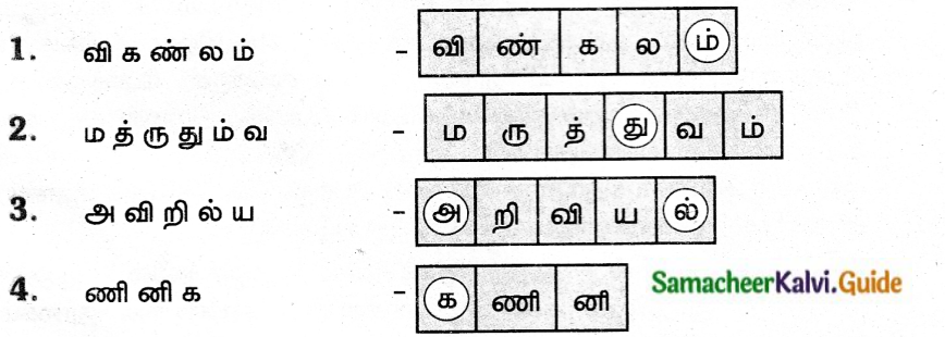 Samacheer Kalvi 6th Tamil Guide Chapter 3.5 மொழிமுதல், இறுதி எழுத்துகள் 2