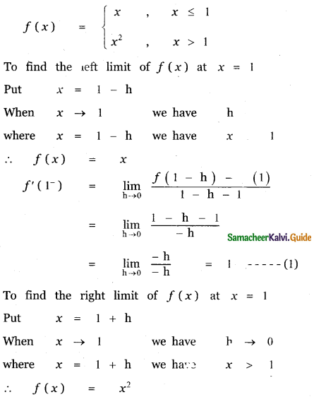 Samacheer Kalvi 11th Maths Guide Chapter 10 Differentiability and Methods of Differentiation Ex 10.1 11