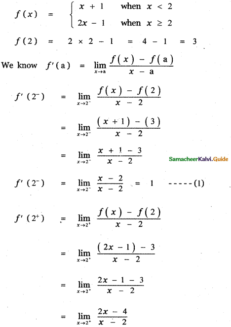 Samacheer Kalvi 11th Maths Guide Chapter 10 Differentiability and Methods of Differentiation Ex 10.5 26