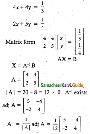 Samacheer Kalvi 12th Maths Guide Chapter 1 Applications of Matrices and Determinants Ex 1.3 11