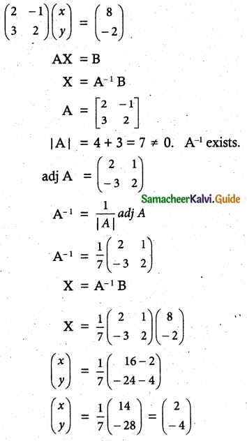 Samacheer Kalvi 12th Maths Guide Chapter 1 Applications of Matrices and Determinants Ex 1.3 2