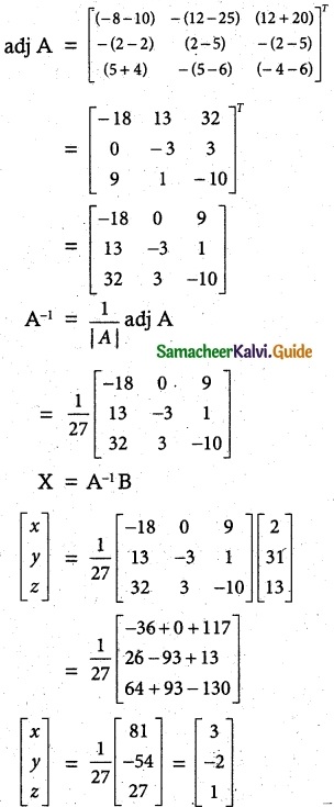 Samacheer Kalvi 12th Maths Guide Chapter 1 Applications of Matrices and Determinants Ex 1.3 6